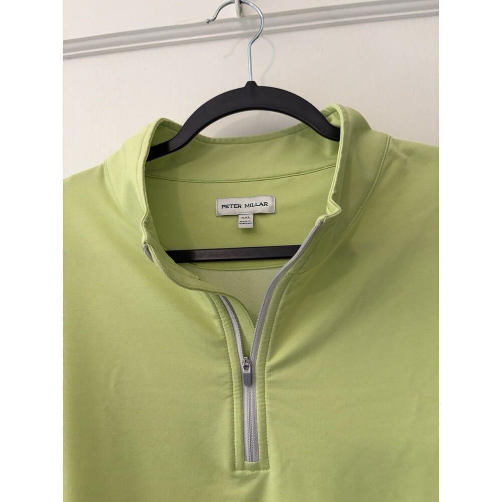 Peter Millar Perth Melange Quarter Zip Mens XXL 2XL Spritzer Green Golf Pullover - Picture 2 of 10